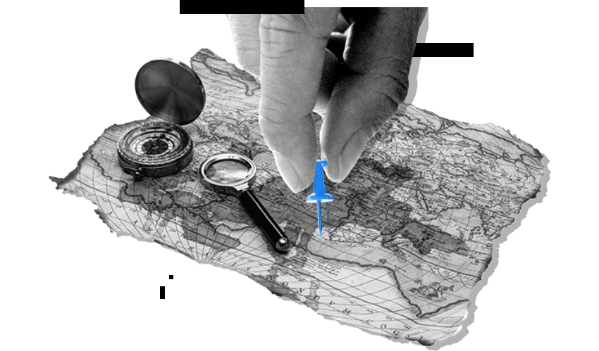 Hand putting a pin in a map